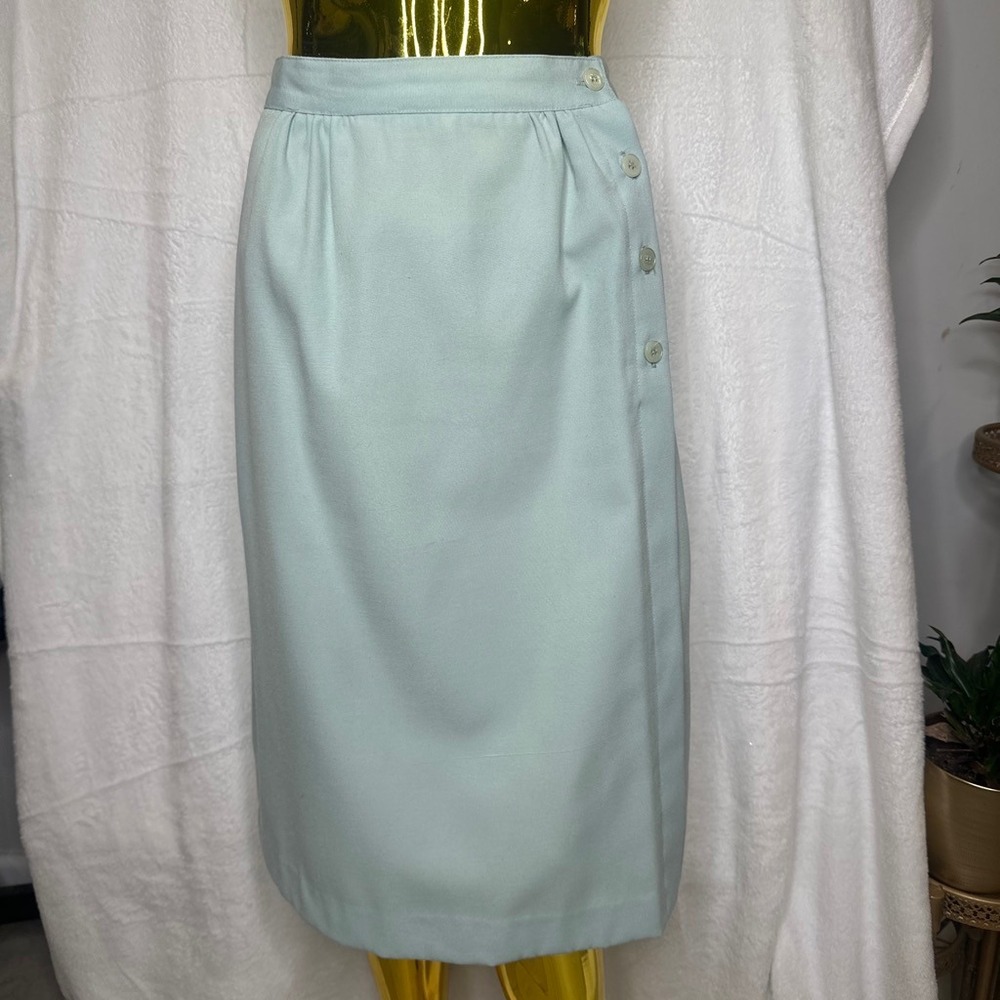 80s Academia Preppy Vintage Side Button Midi Skirt  A-Line Pastel SMALL‎ - Picture 3 of 6